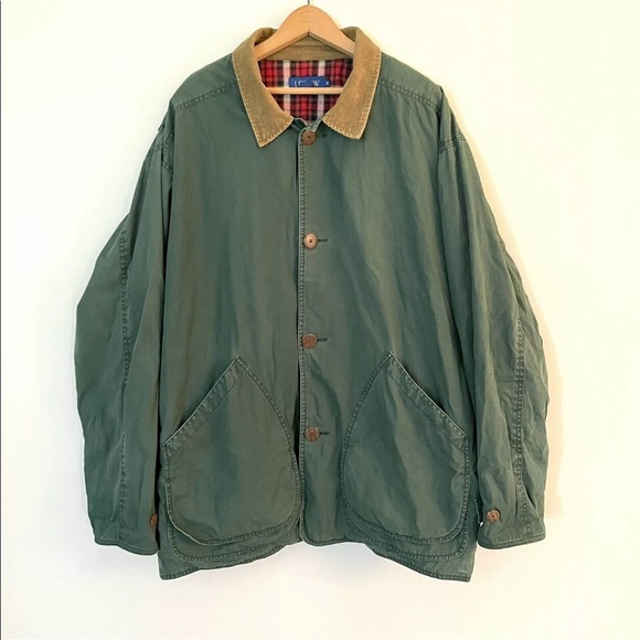 J Crew Green Flannel Lined Field Chore 